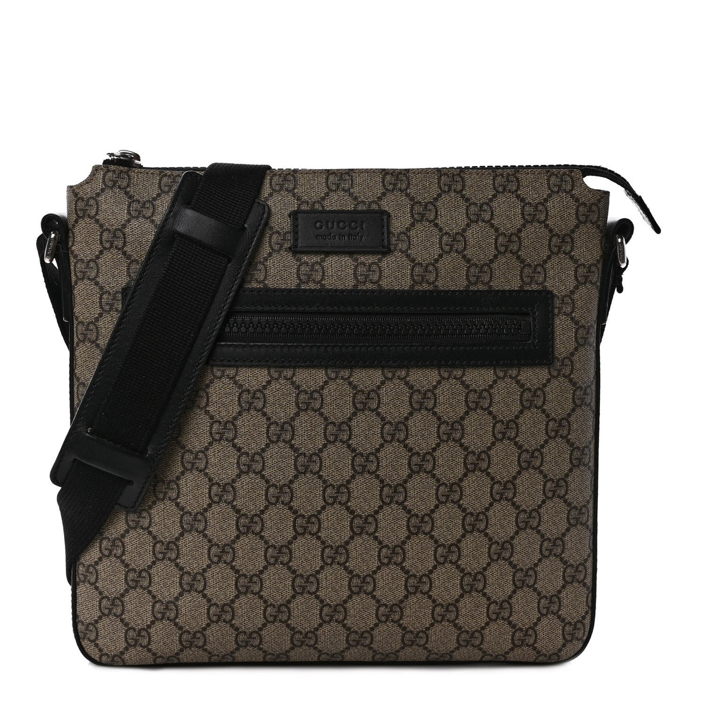 GG Supreme Monogram Medium Flat Messenger Bag Beige Black