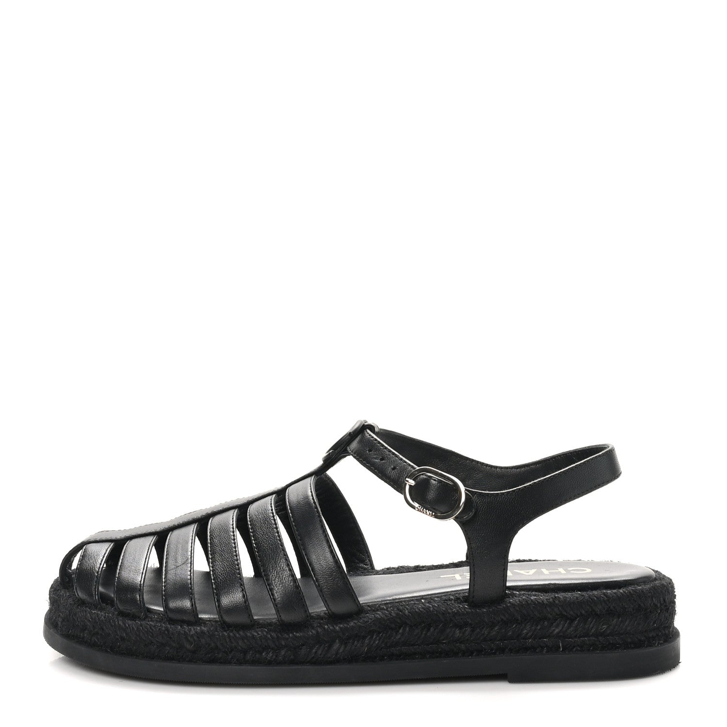 Chanel Lambskin Espadrille Sandals 40 Black 1 of 11
