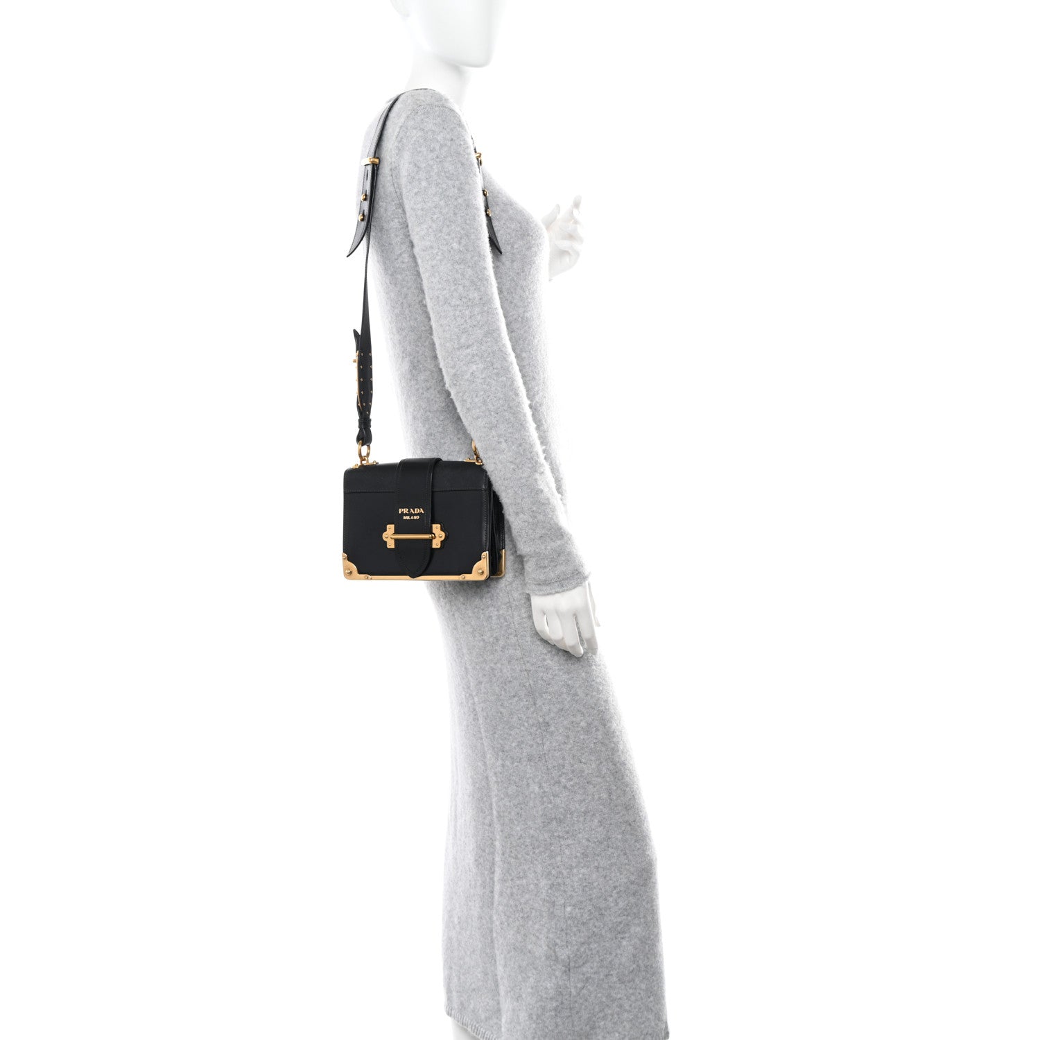 Prada City Calf Saffiano Cahier Bag Black 2 of 9