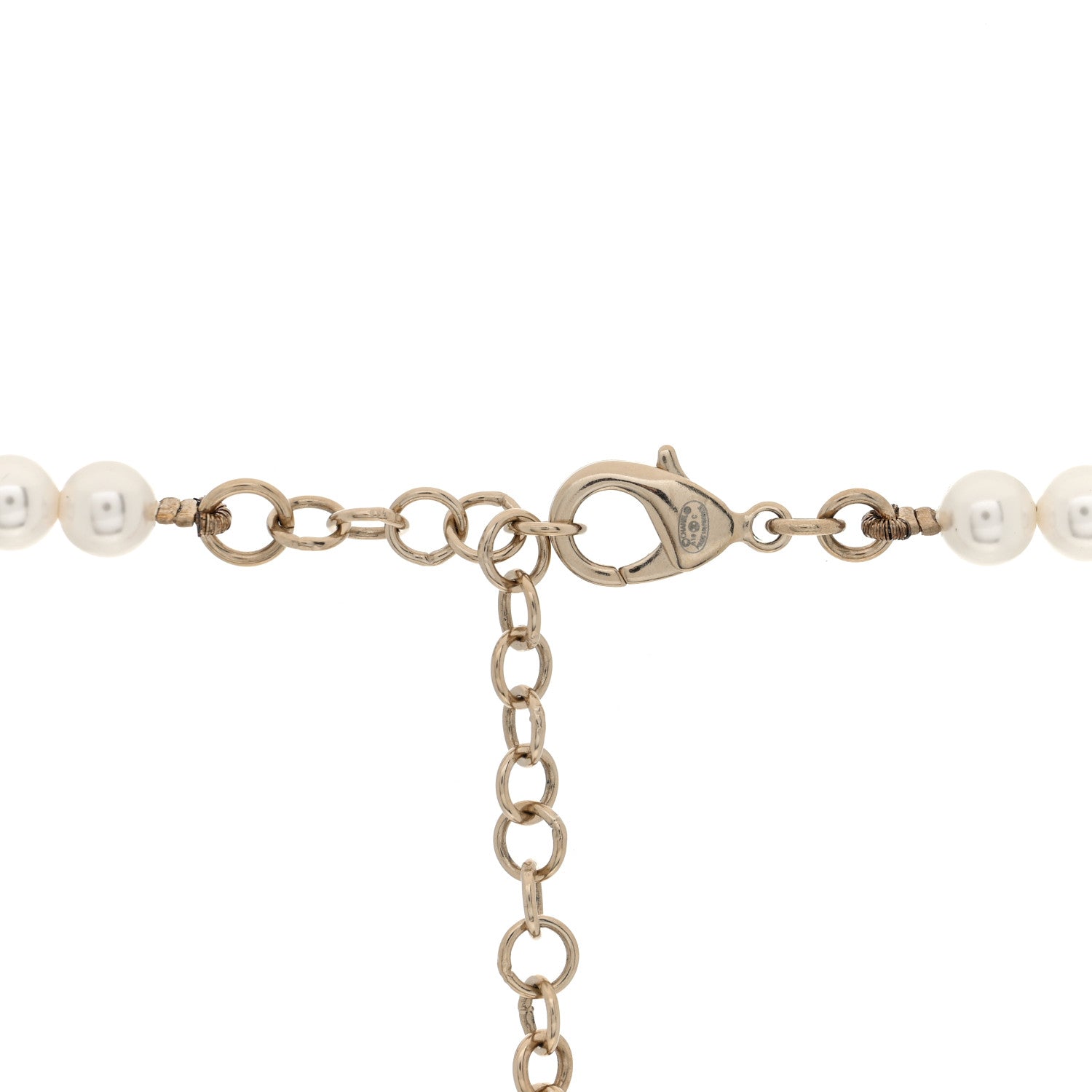 Chanel Graduated Resin Pearl Striped CC Logo Long Necklace White Blue 4 of 5