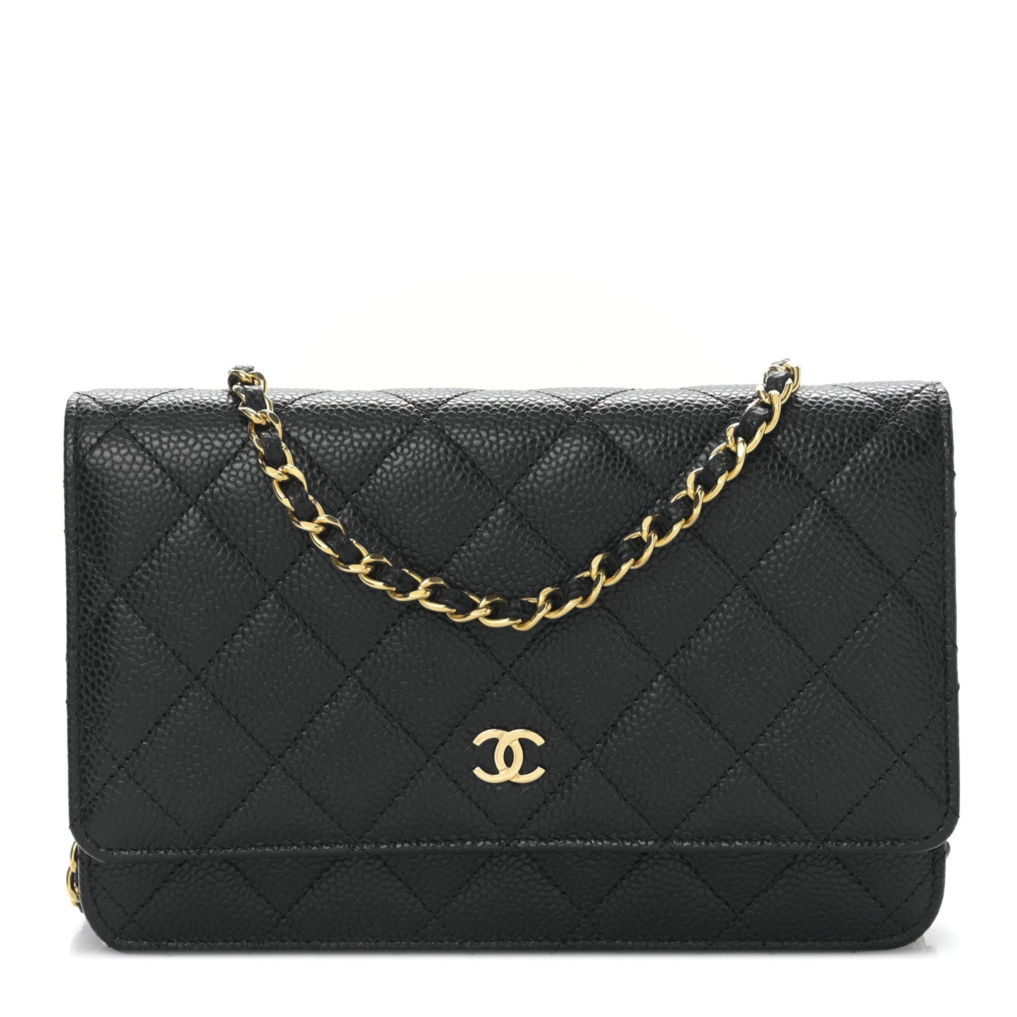 Caviar Quilted Wallet on Chain WOC Black
