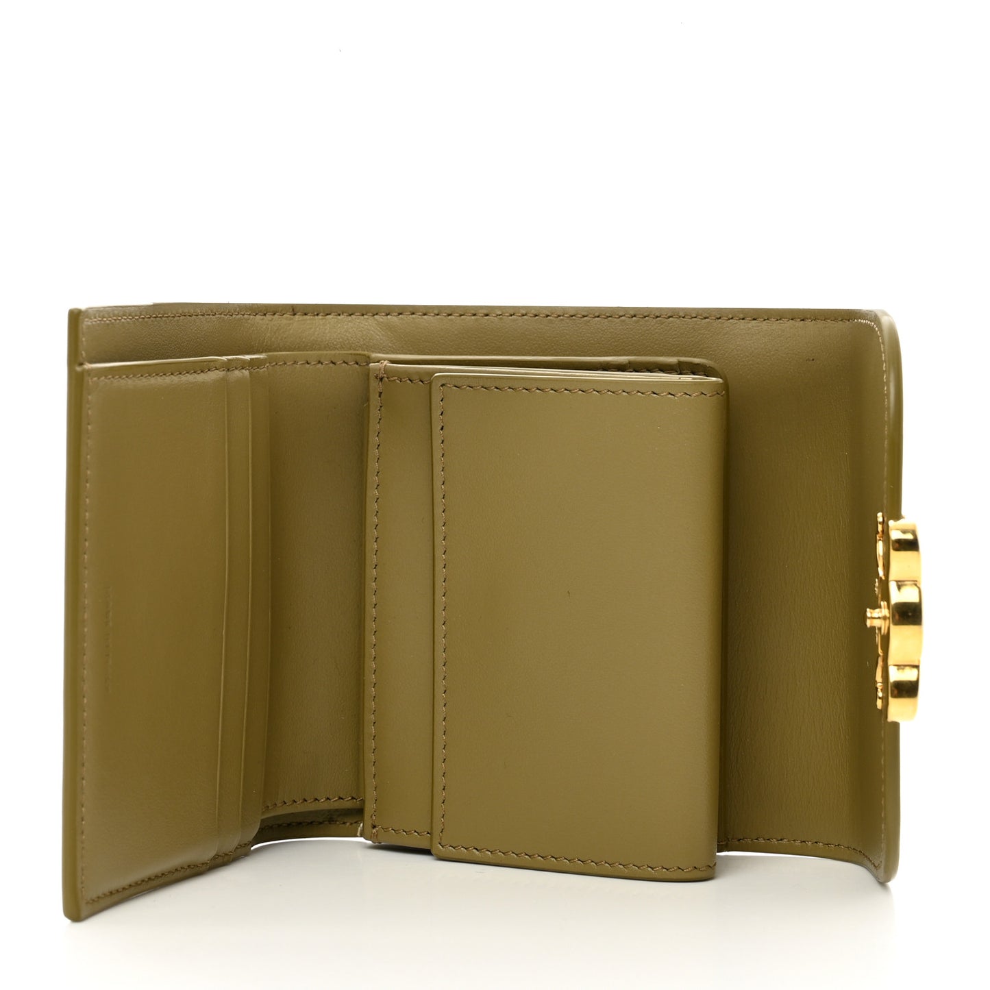 Shiny Calfskin Small Triomphe Wallet Olive