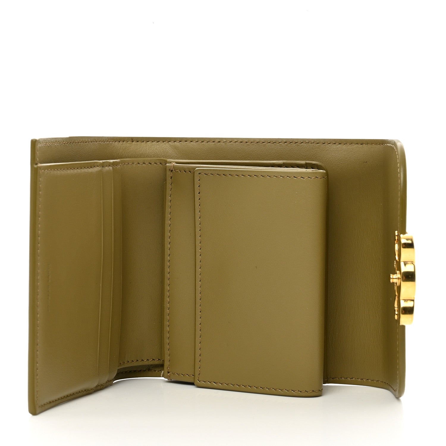 Celine Shiny Calfskin Small Triomphe Wallet Olive 5 of 9