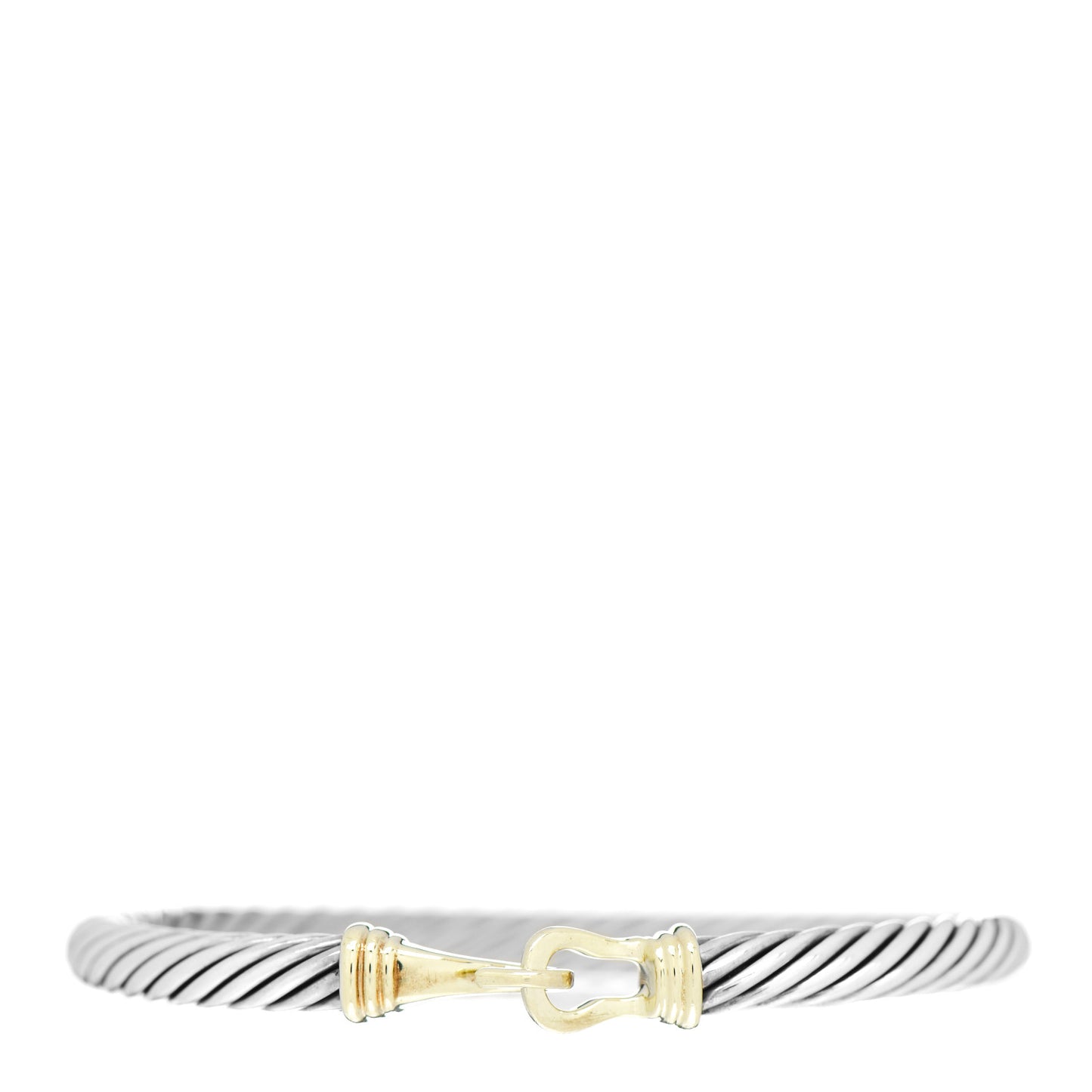 Sterling Silver 14K Yellow Gold 5mm Cable Classic Buckle Bracelet