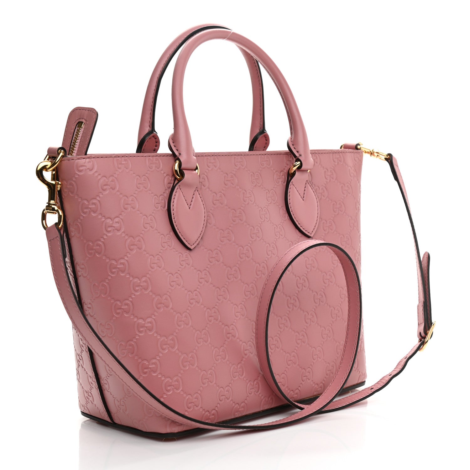 Gucci Guccissima Signature Small Zippered Bucket Tote Rose Baby Candy 2 of 10