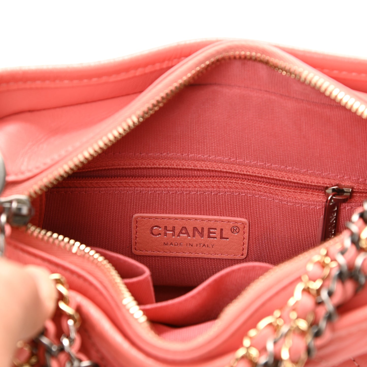 Aged Calfskin Quilted Small Gabrielle Hobo Coral