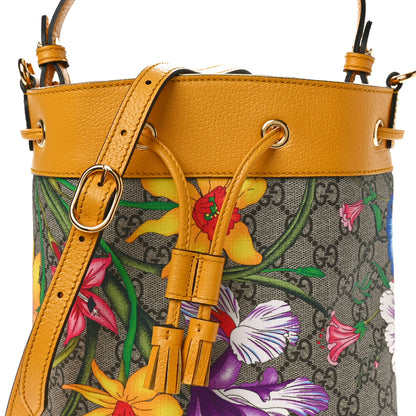 Gucci GG Supreme Monogram Flora Small Ophidia Bucket Bag Beige Multicolor Crop 8 of 11