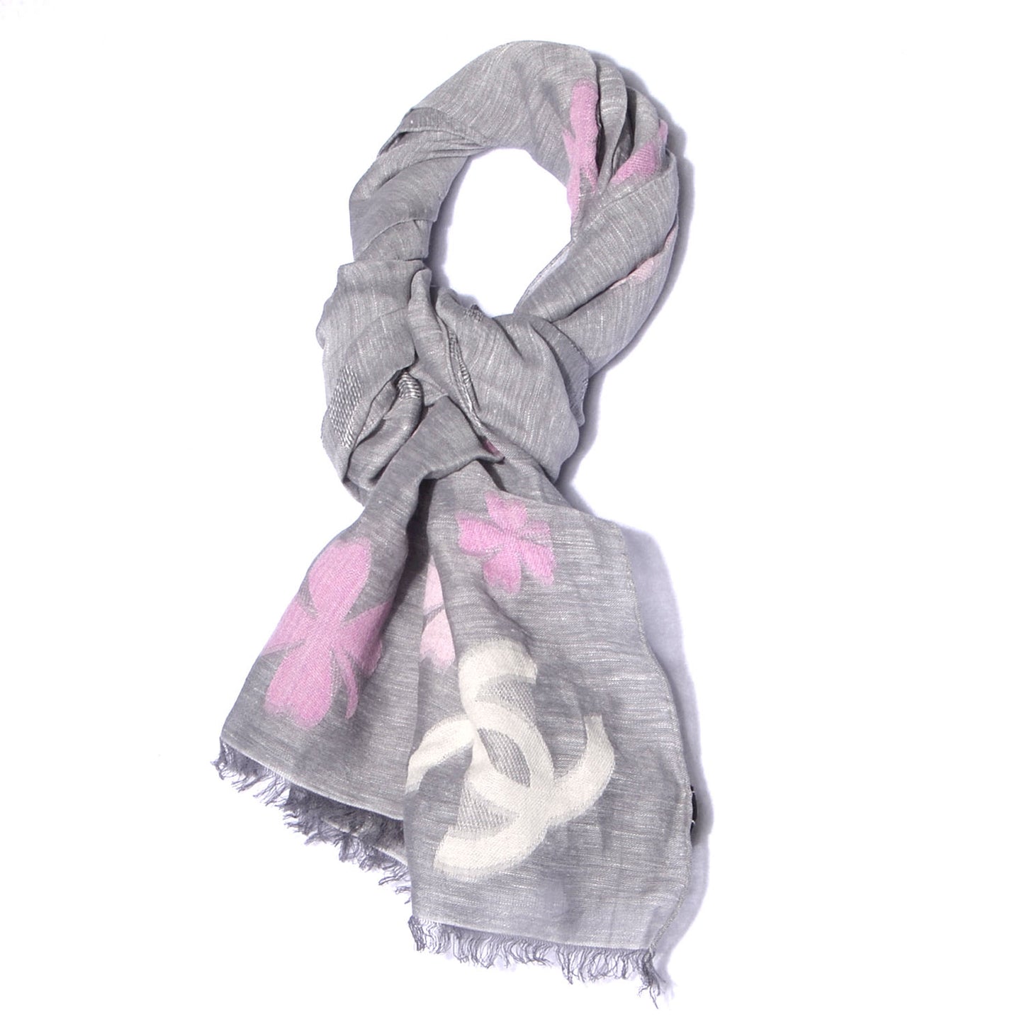Linen Cotton Wool CC Clover Scarf Grey