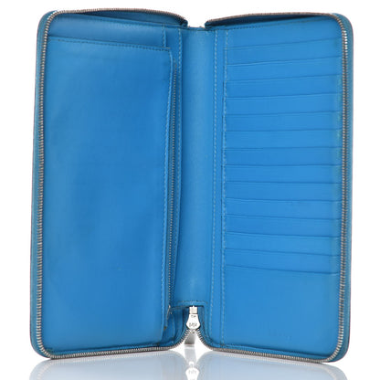 Celine Drummed Calfskin Zip Around Organizer Wallet Turquoise 5 of 17