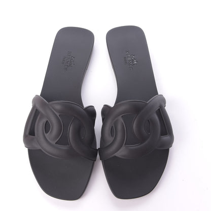 Hermes Rubber Aloha Sandals 36 Black 6 of 10