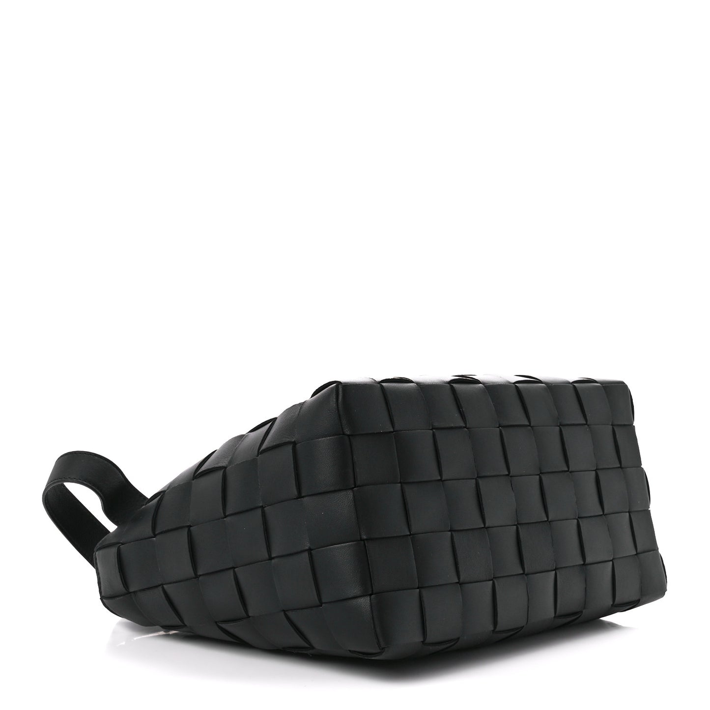 Lambskin Maxi Intrecciato Bowling Cassette Shoulder Bag Black