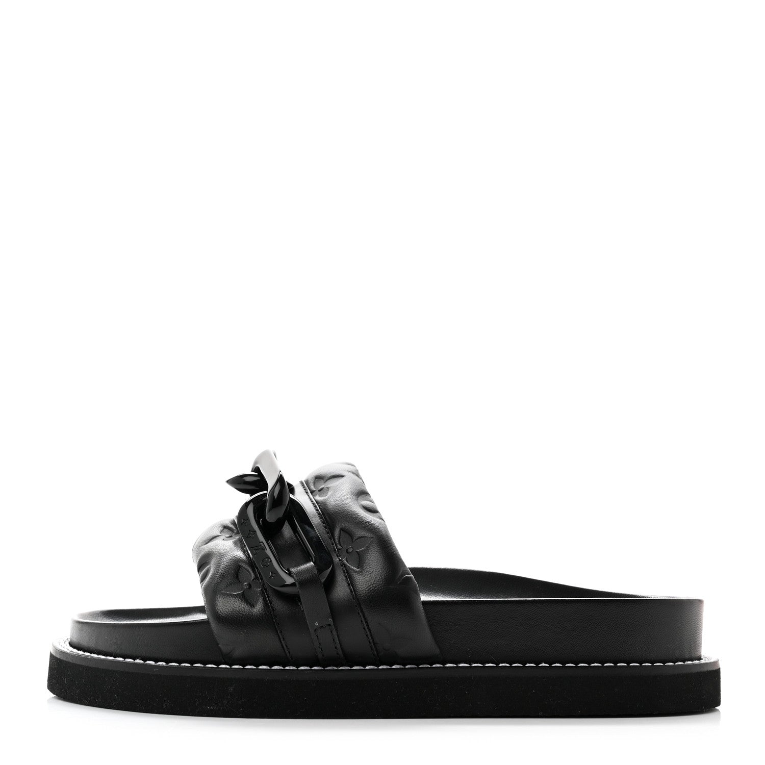 Louis Vuitton Calfskin Embossed Monogram Sunset Flat Comfort Mule 36 Black 1 of 9