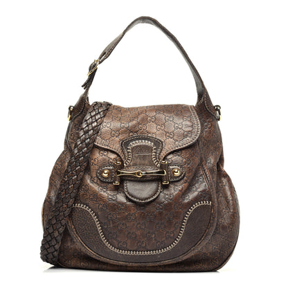 Gucci Guccissima Large New Pelham Satchel Dark Brown 1 of 10
