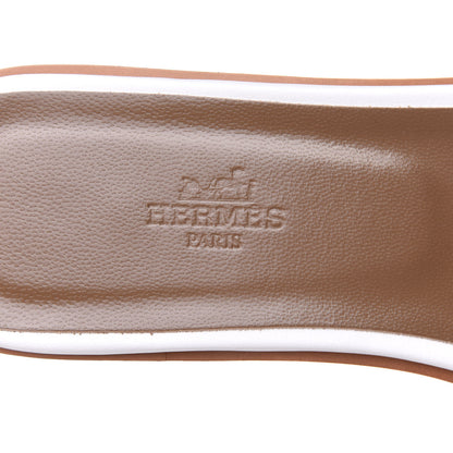Hermes Box Calfskin Oran Sandals 40.5 White 7 of 11