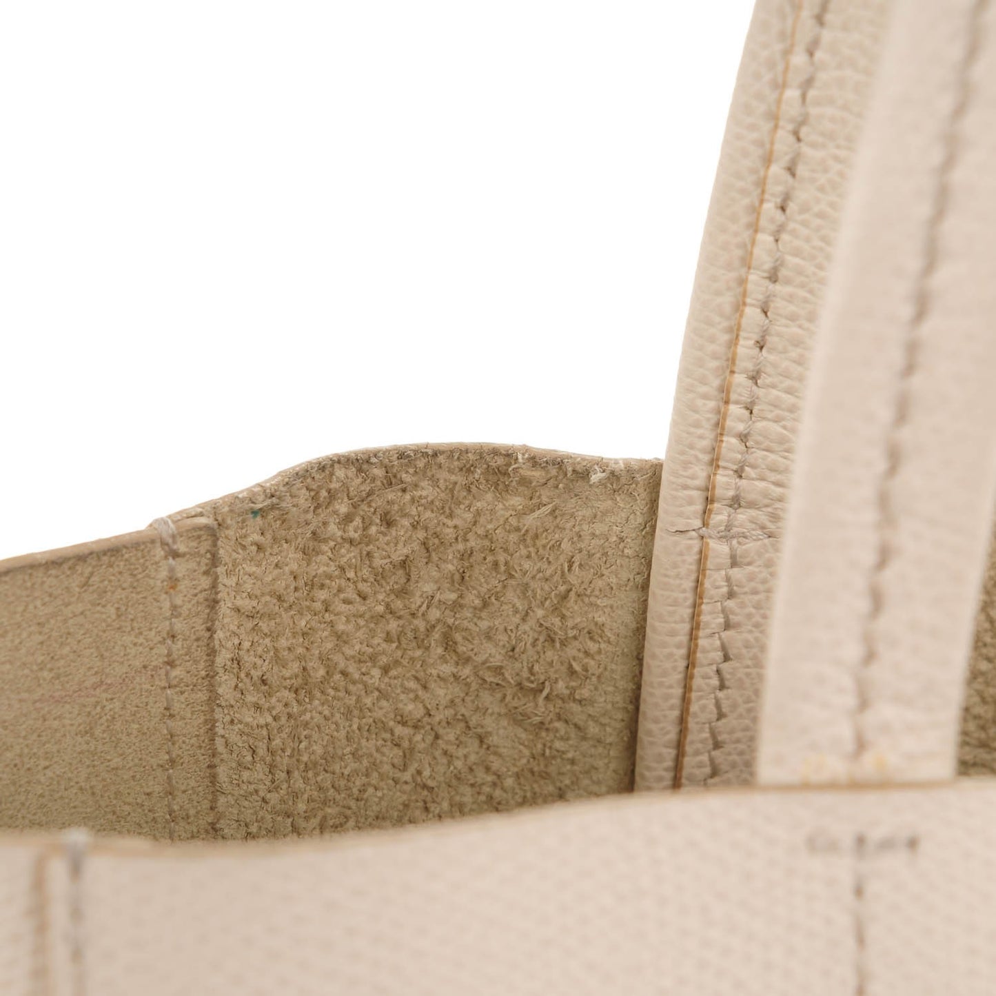 Grained Calfskin Small Vertical Bi-Cabas Cream Black