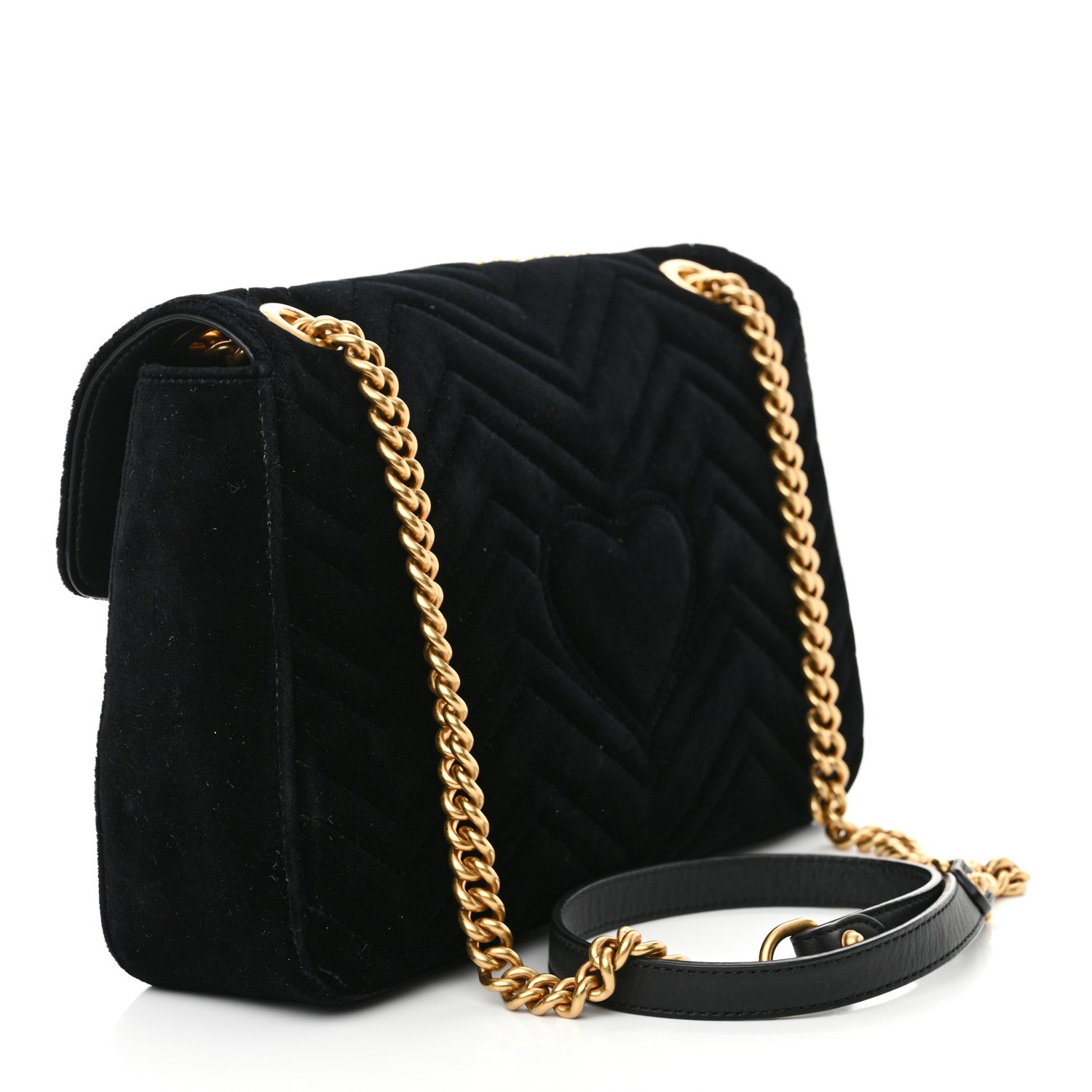 Gucci Velvet Matelasse Medium GG Marmont Shoulder Bag Black 3 of 11