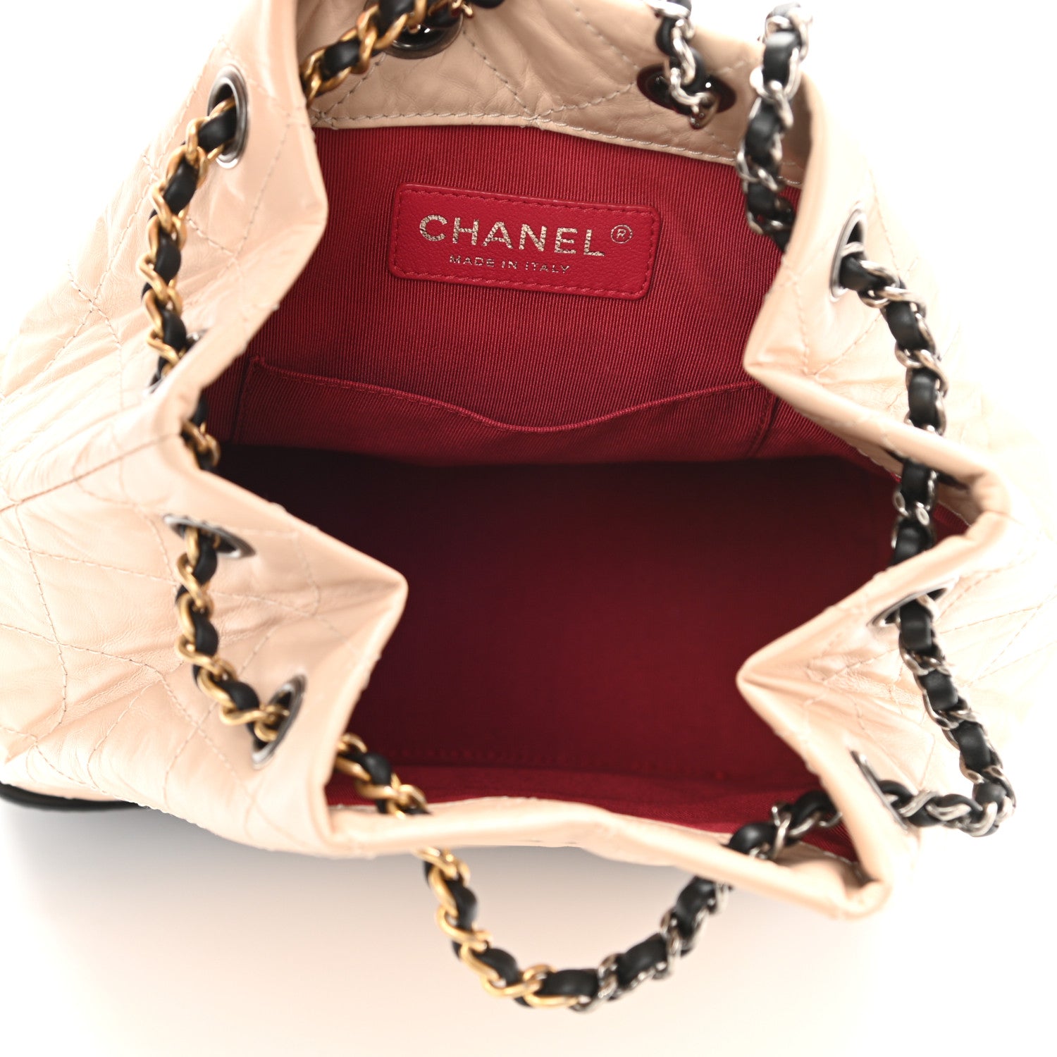 Chanel Aged Calfskin Quilted Small Gabrielle Backpack Beige Black 5 of 13
