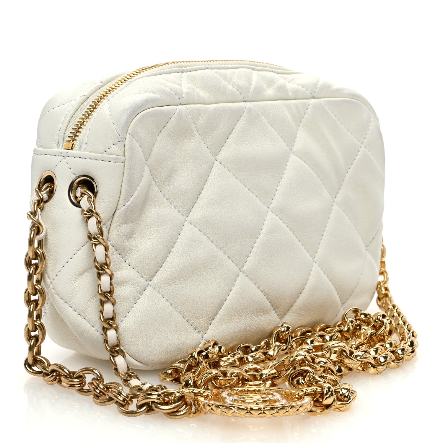 Chanel Lambskin Pearl Quilted CC Mini Camera Case White 3 of 11