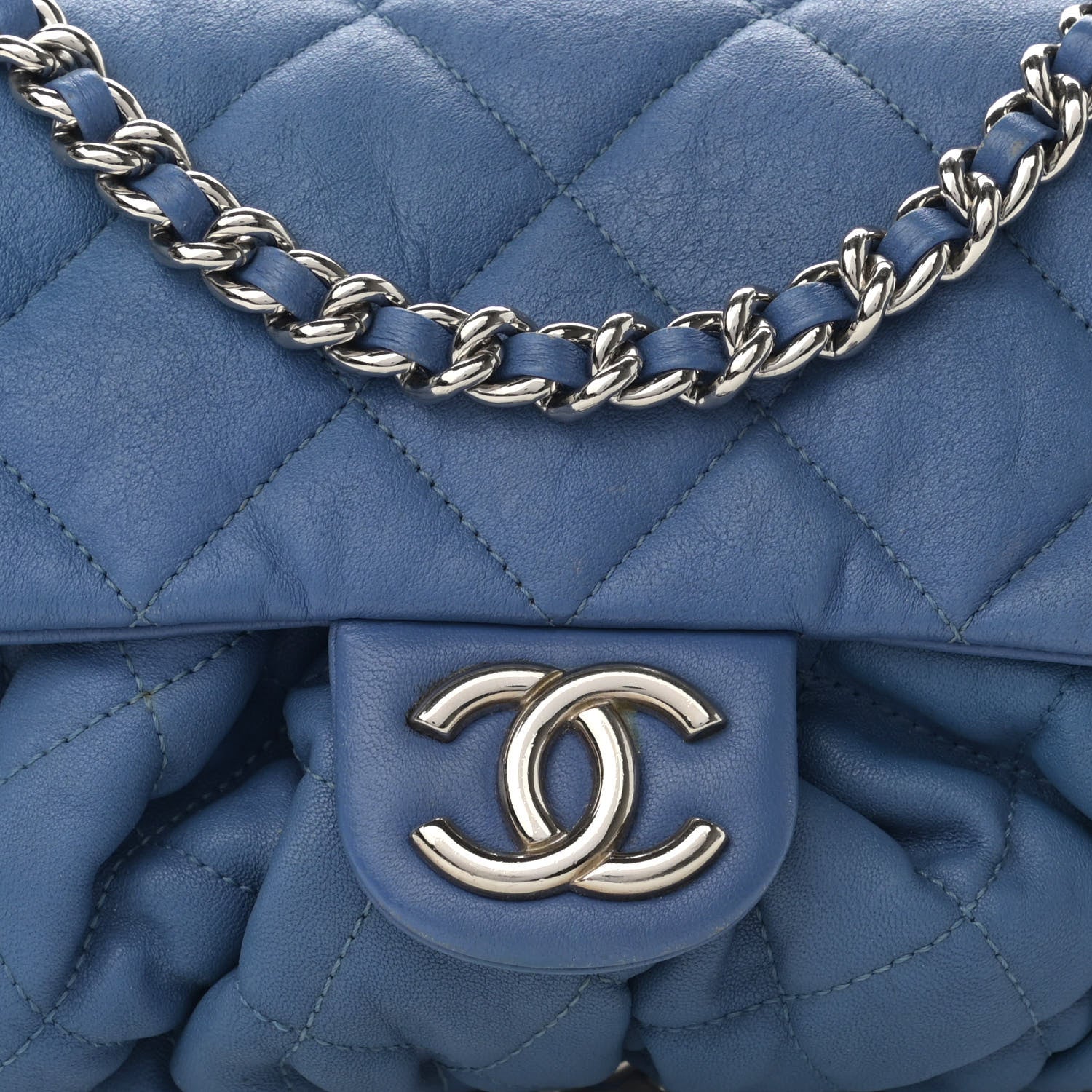 Chanel Washed Lambskin Quilted Mini Chain Around Flap Blue 8 of 15