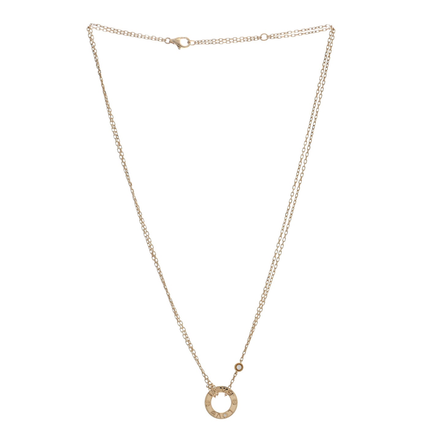 18K Yellow Gold 2 Diamond LOVE Necklace