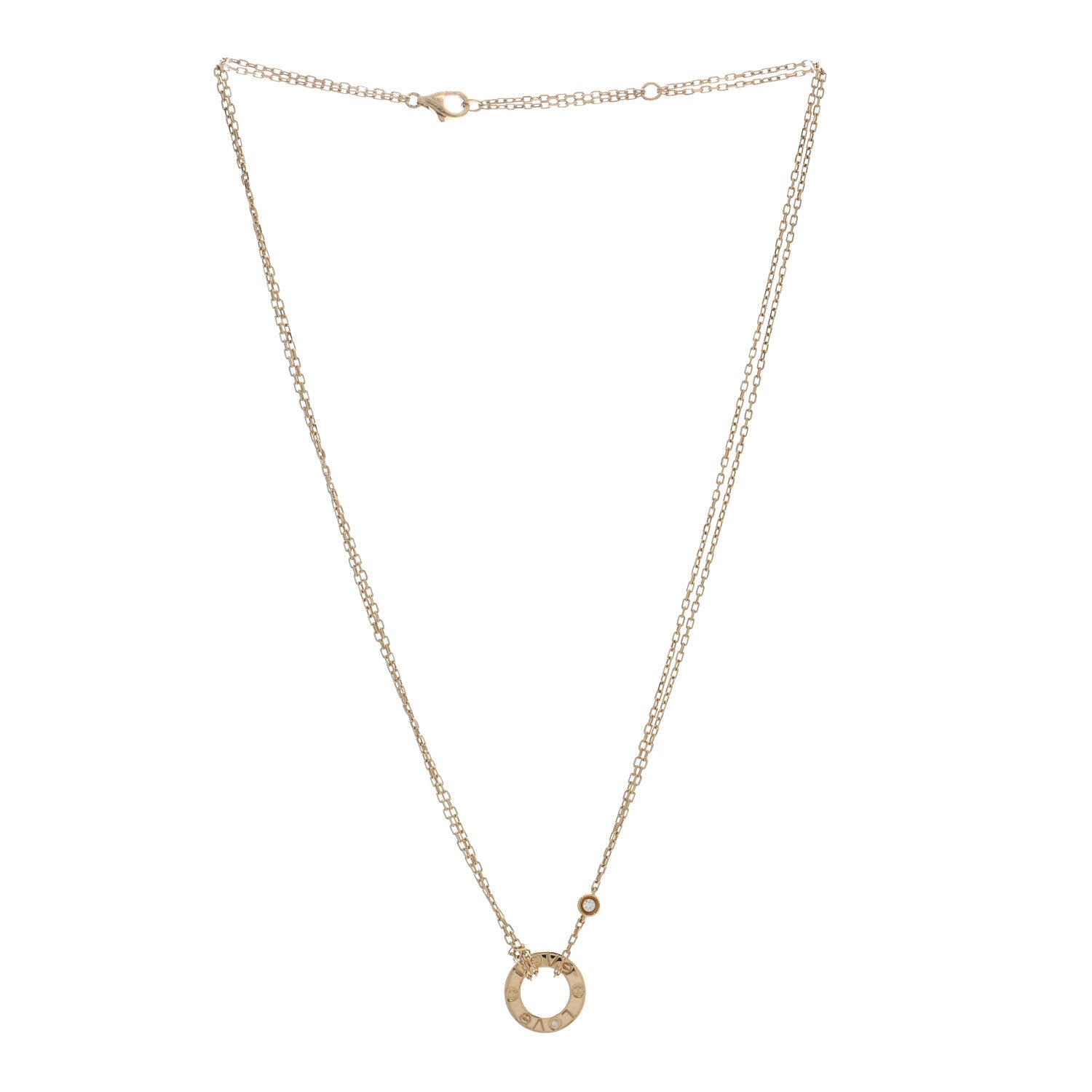 Cartier 18K Yellow Gold 2 Diamond LOVE Necklace 3 of 4