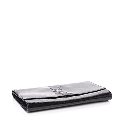 Saint Laurent Textured Patent Monogram Large Belle De Jour Clutch Black 4 of 9
