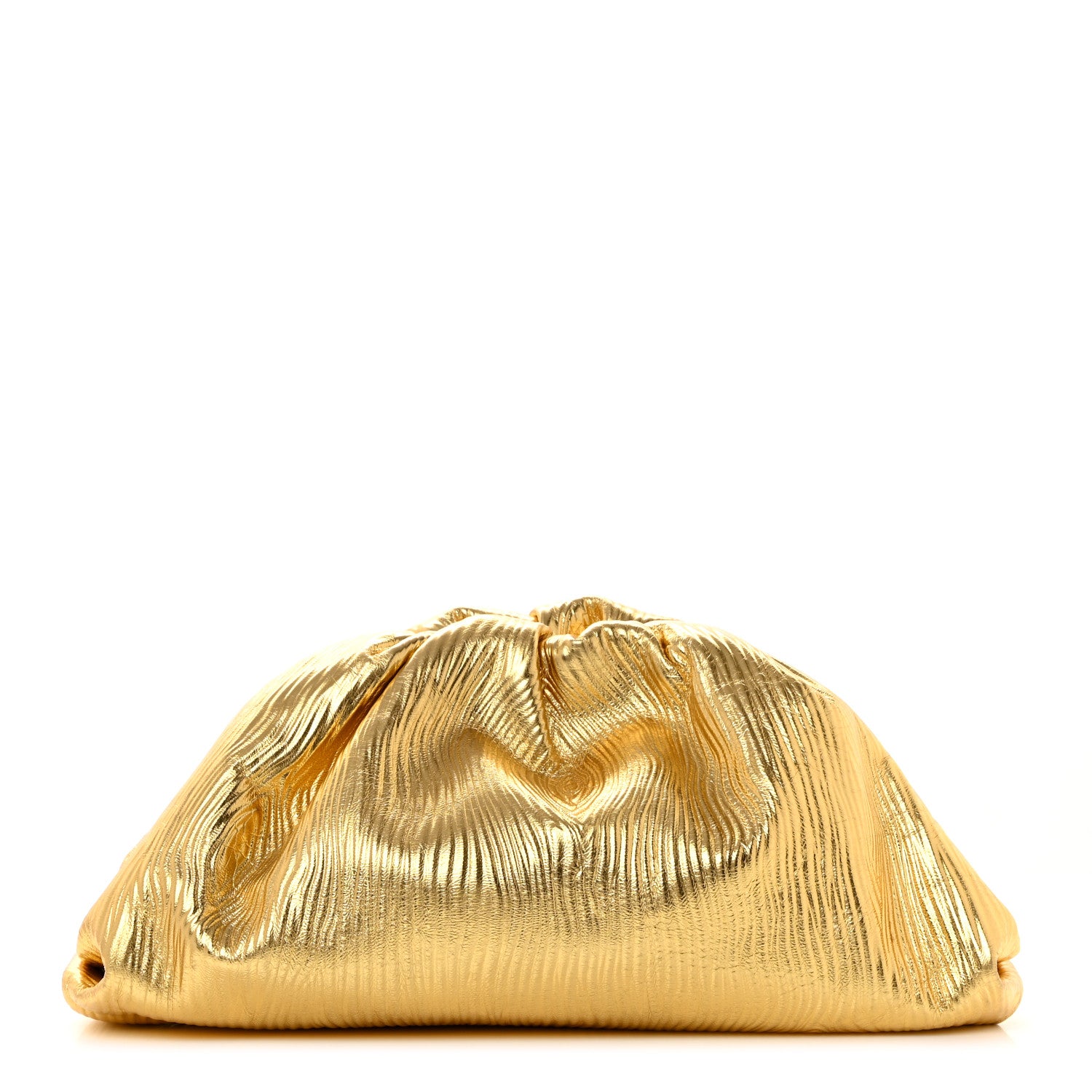 Bottega Veneta Metallic Bark Calfskin Embossed The Pouch Oversized Clutch Oro 1 of 7