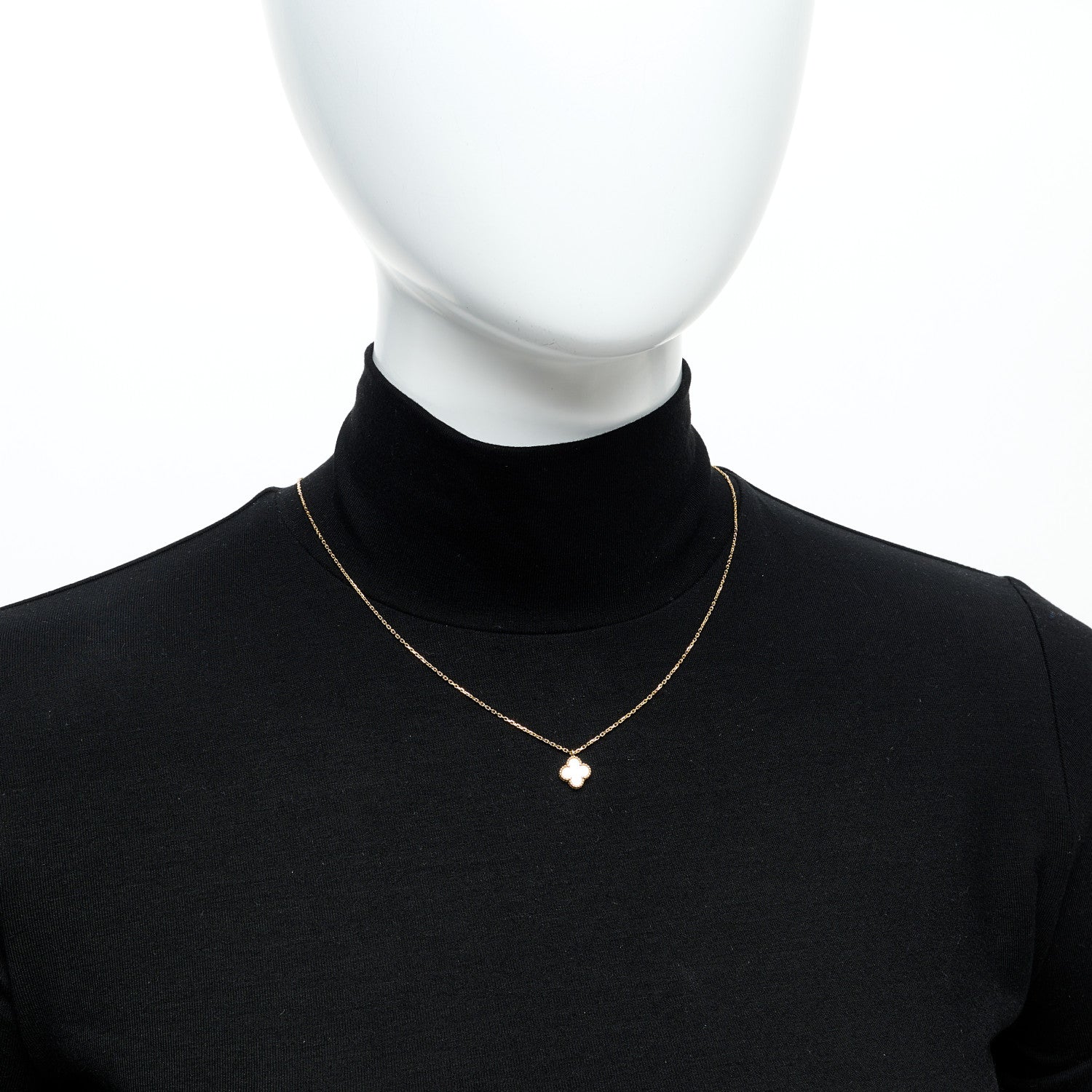 Van Cleef & Arpels 18K Yellow Gold Mother of Pearl Sweet Alhambra Pendant Necklace 2 of 5