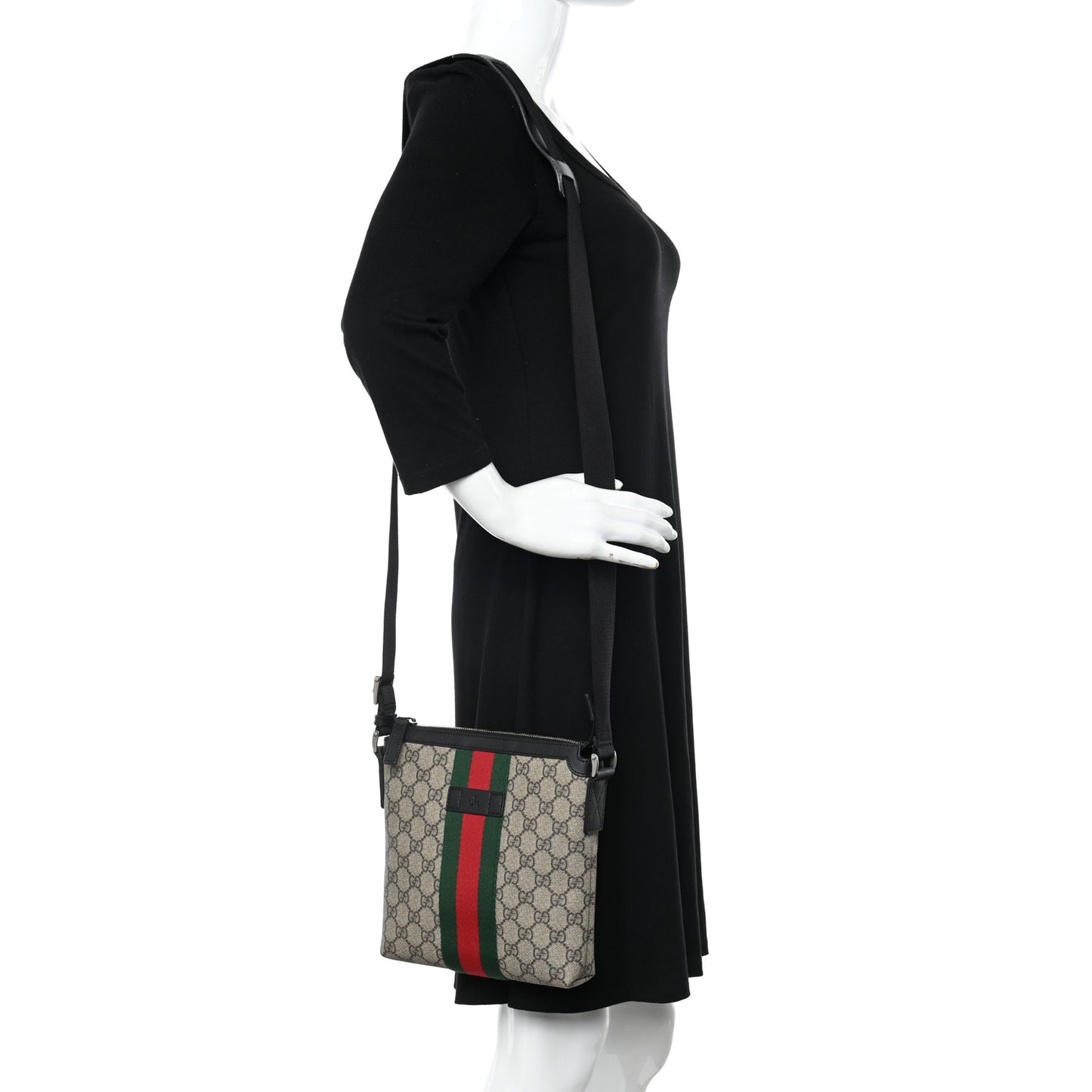 GG Supreme Monogram Web Messenger Bag Black