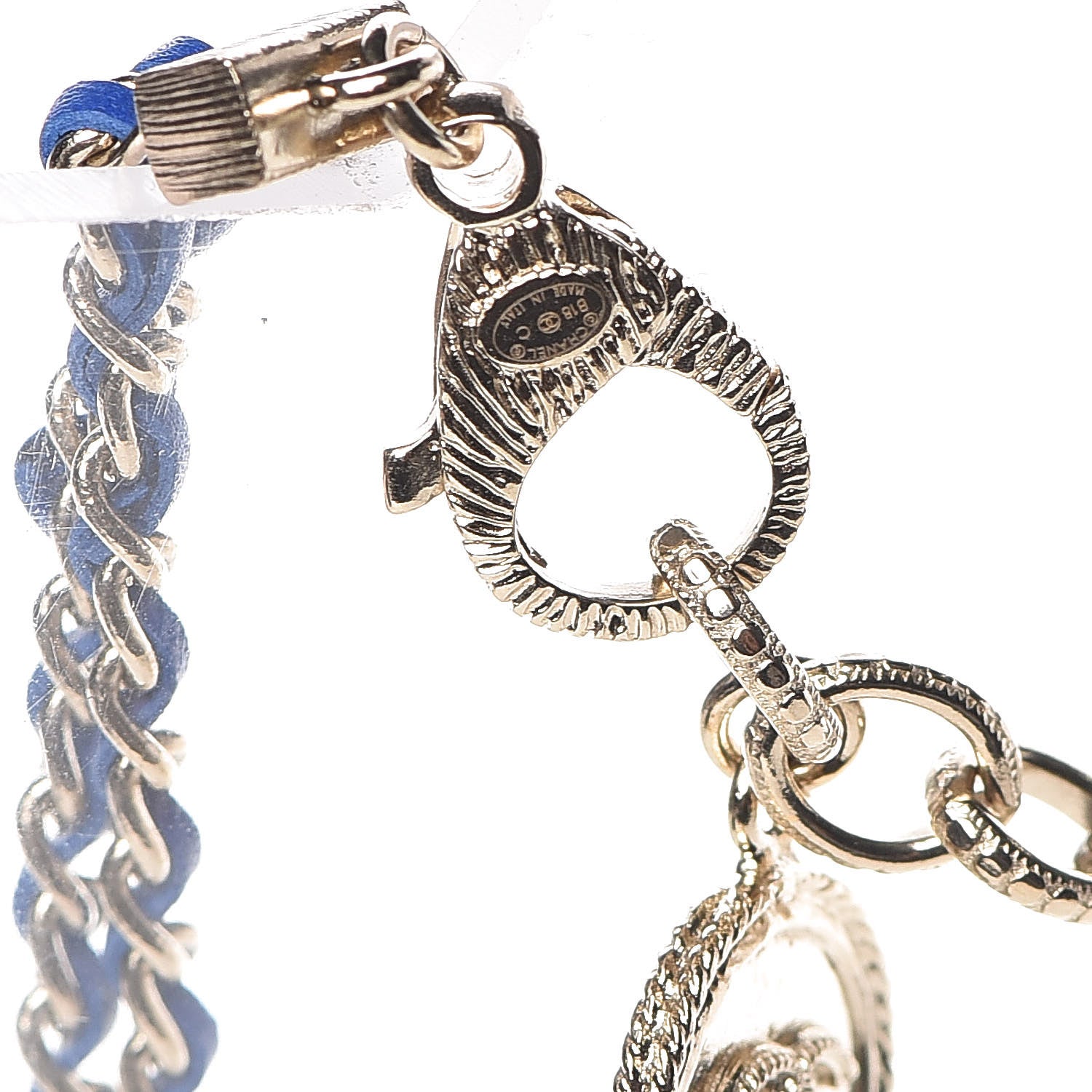 Chanel Metal Lambskin CC Chain Link Necklace Blue 4 of 5