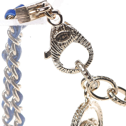 Chanel Metal Lambskin CC Chain Link Necklace Blue 4 of 5