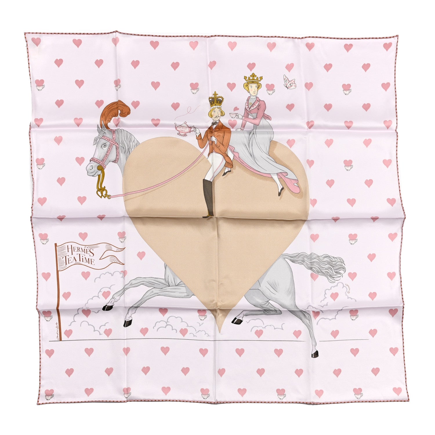Hermes Silk Hermes Tea Time Scarf 70 Rose Pale Beige 1 of 6