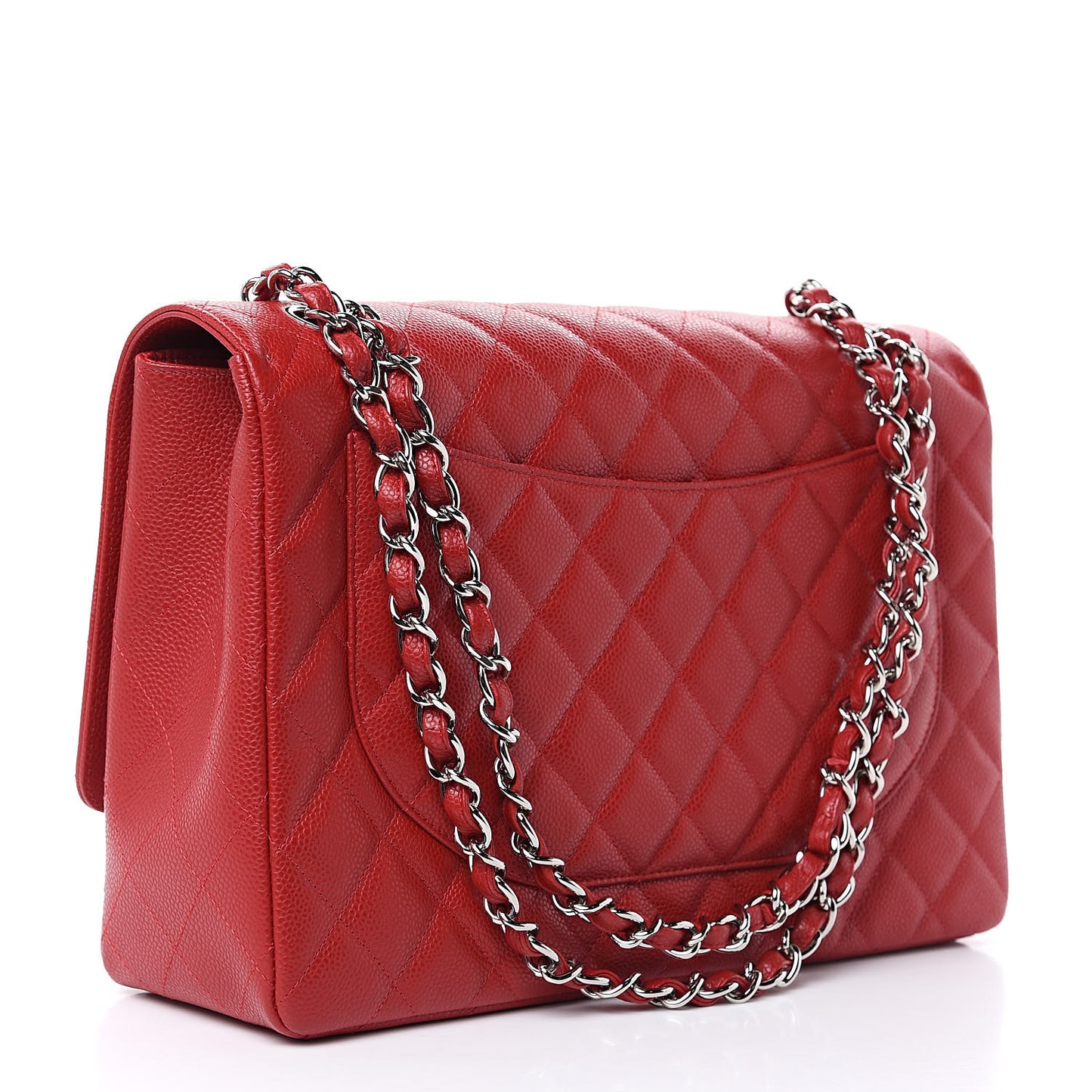 Caviar Quilted Maxi Single Flap Red