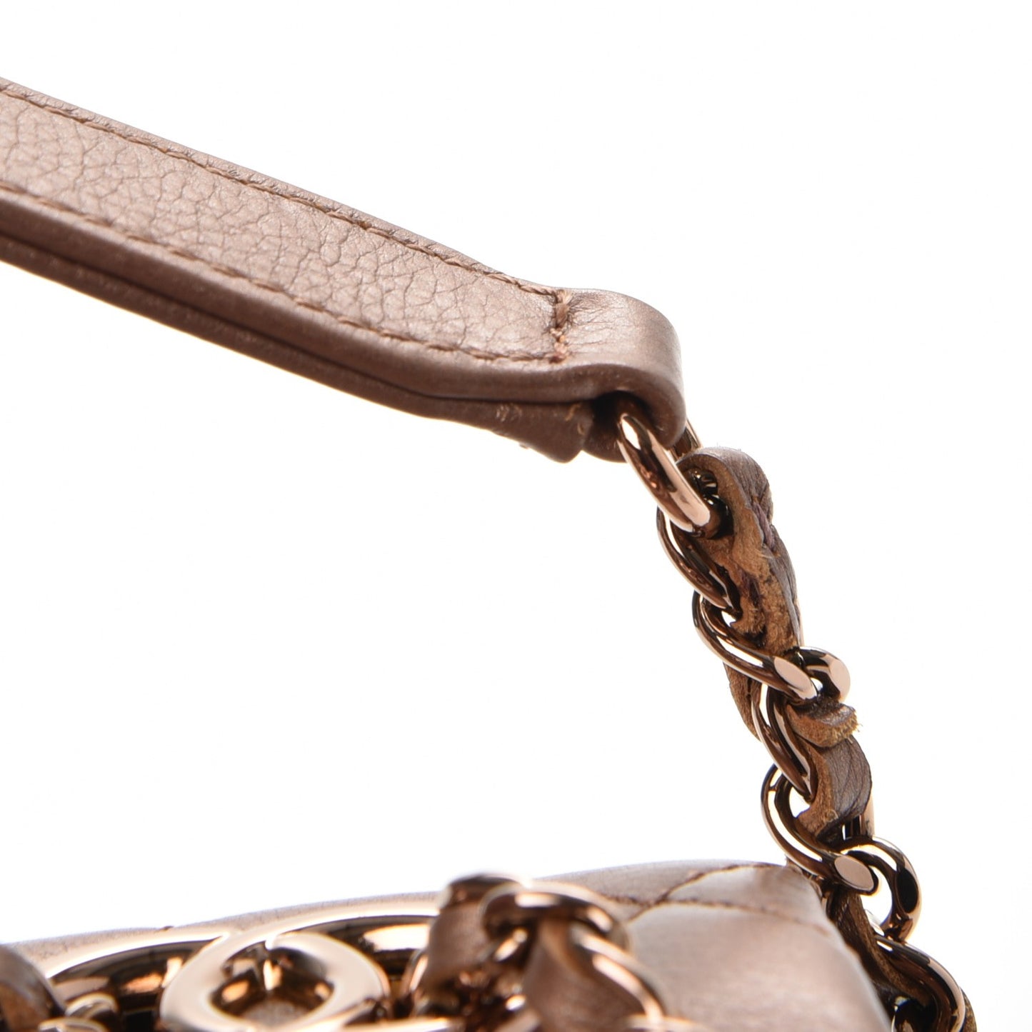 Iridescent Goatskin Quilted Small CC Eyelet Flap Copper
