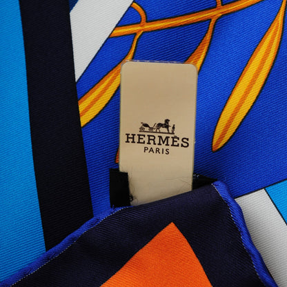 Hermes Silk Les Jeux d'Scarf 90 Caban Bleu Klein Rouge 7 of 7