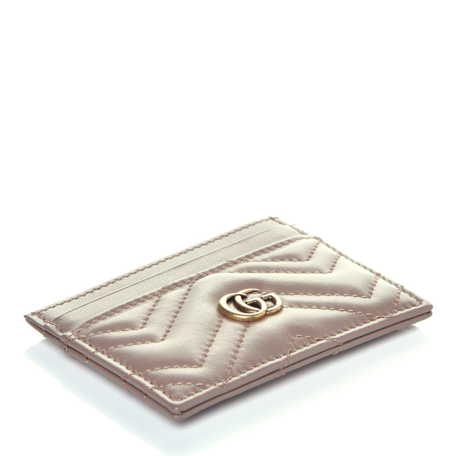 Gucci Calfskin Matelasse GG Marmont Card Holder Porcelain Rose 4 of 6