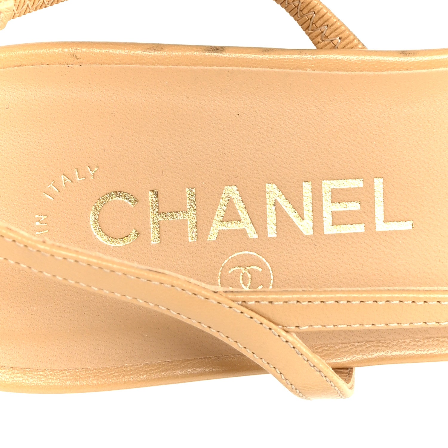 Chanel Goatskin Grosgrain Cap Toe CC Slingback Sandals 41 Beige Black 7 of 8