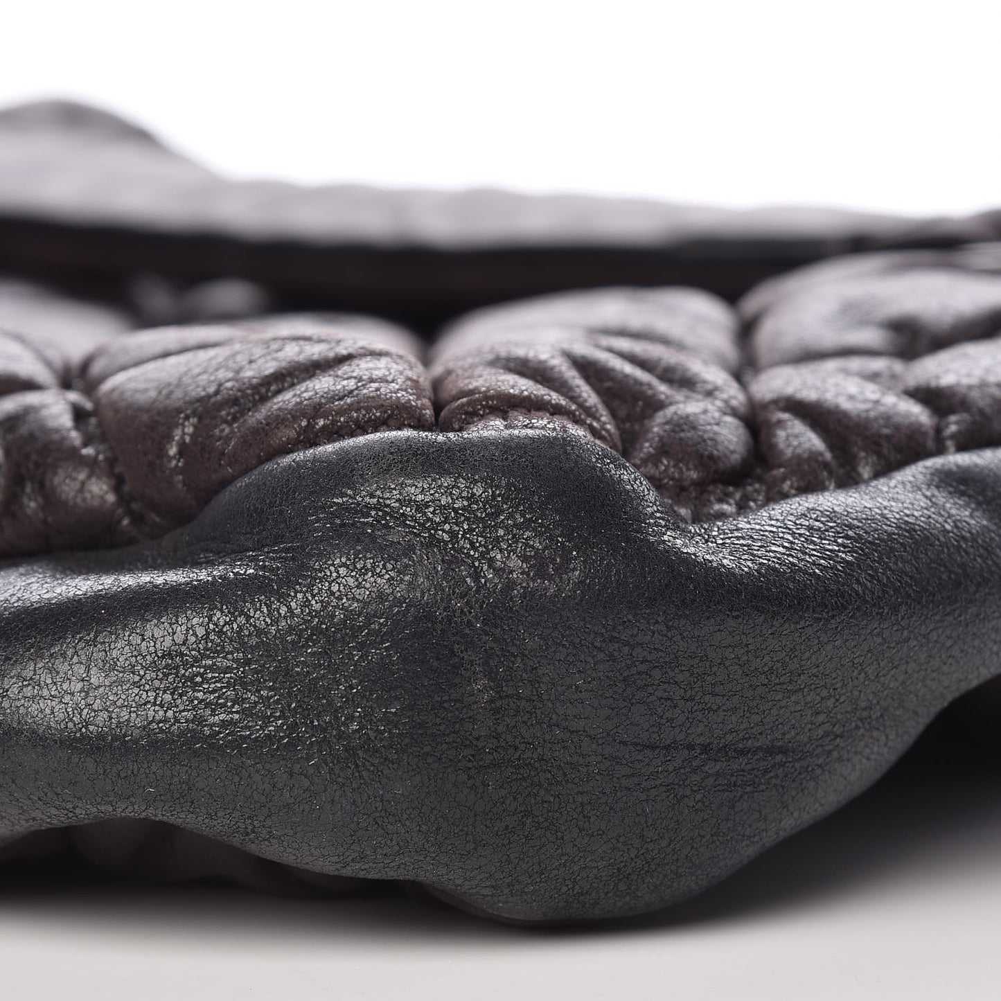 Iridescent Calfskin Bubble Quilt Hobo Black