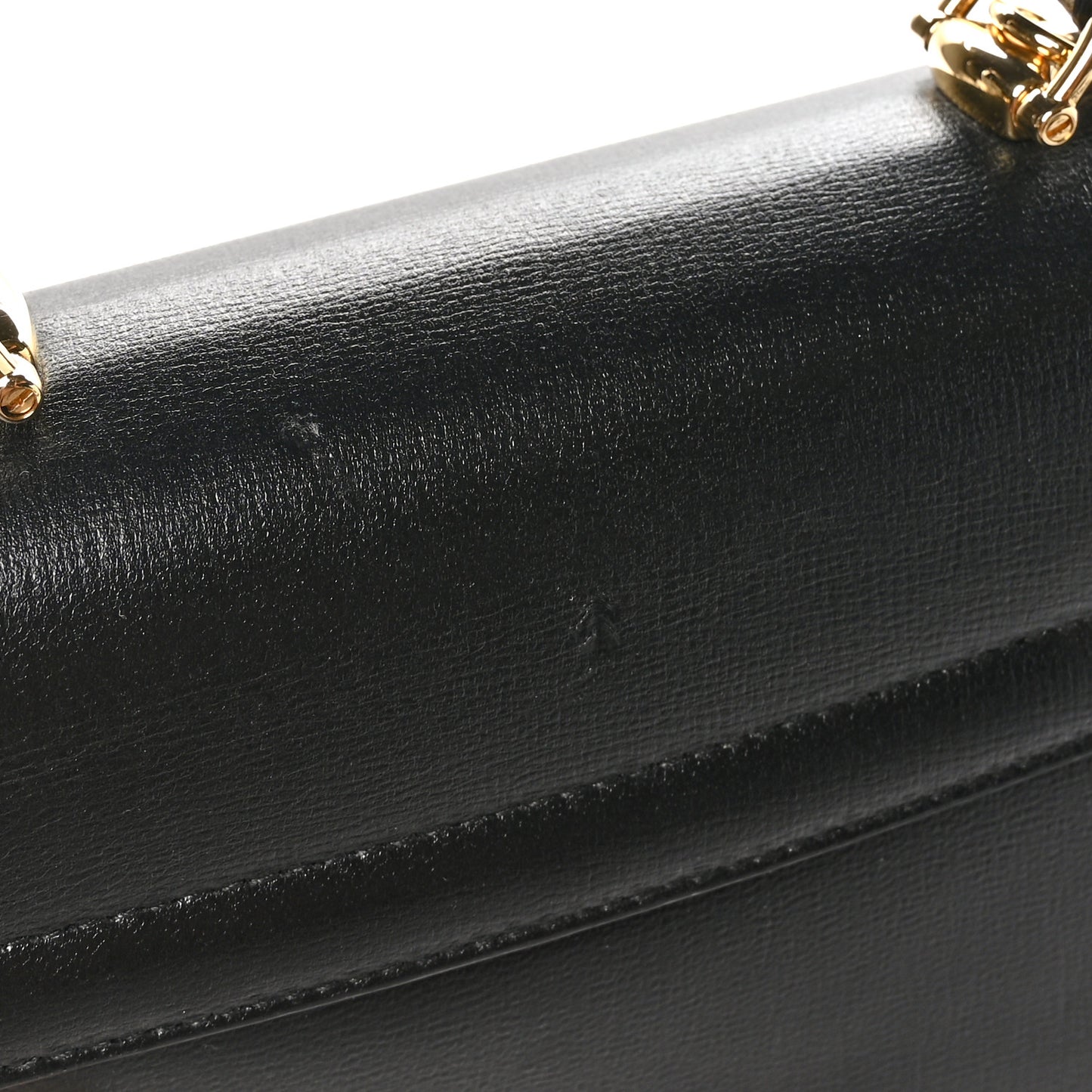 Glazed Textured Calfskin Mini Horsebit 1955 Top Handle Flap Bag Black