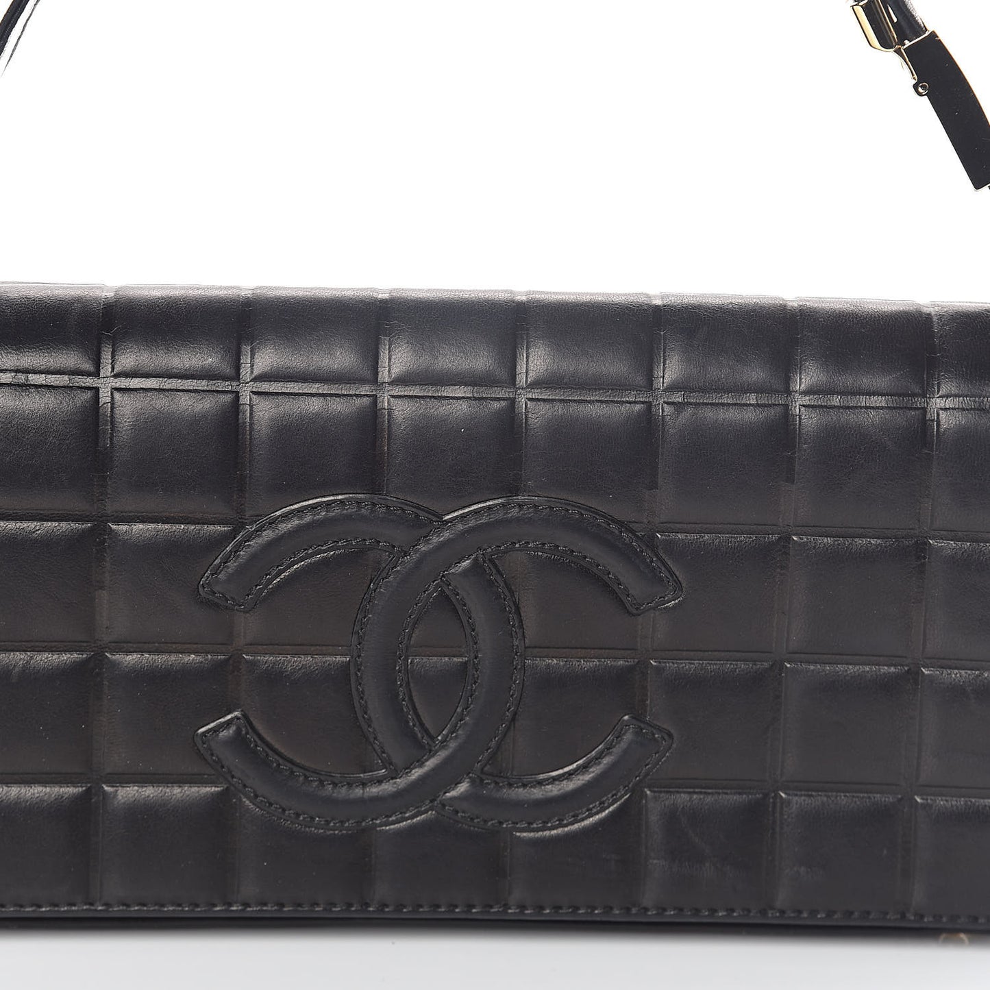 Lambskin Quilted CC Chocolate Bar Flap Black