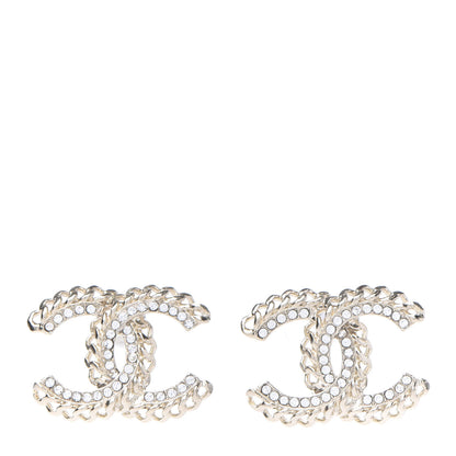 Chanel Crystal Chain CC Earrings Gold 1 of 5