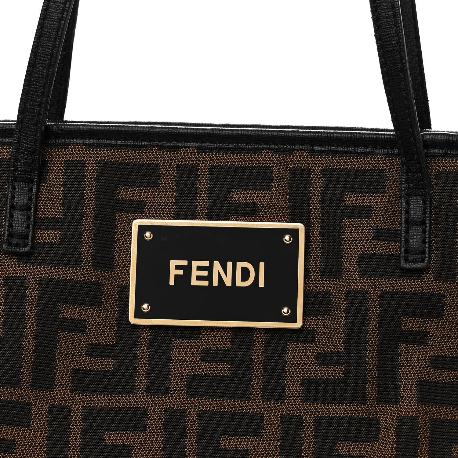 Fendi Zucca Vitello Elite Medium Roll Tote Tobacco Black 8 of 15