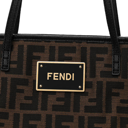 Fendi Zucca Vitello Elite Medium Roll Tote Tobacco Black 8 of 15