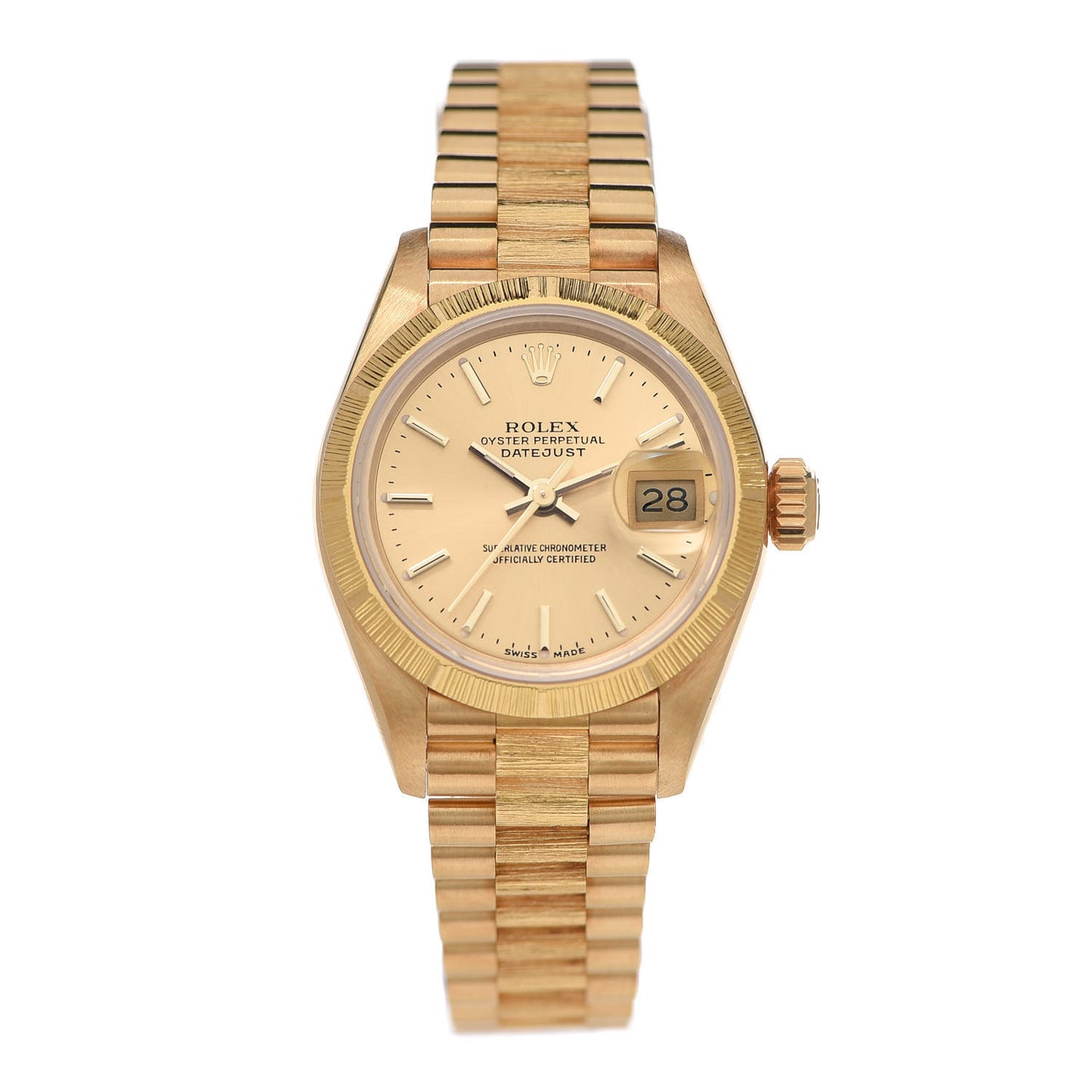 18K Yellow Gold 26mm Datejust President Watch Champagne 69278