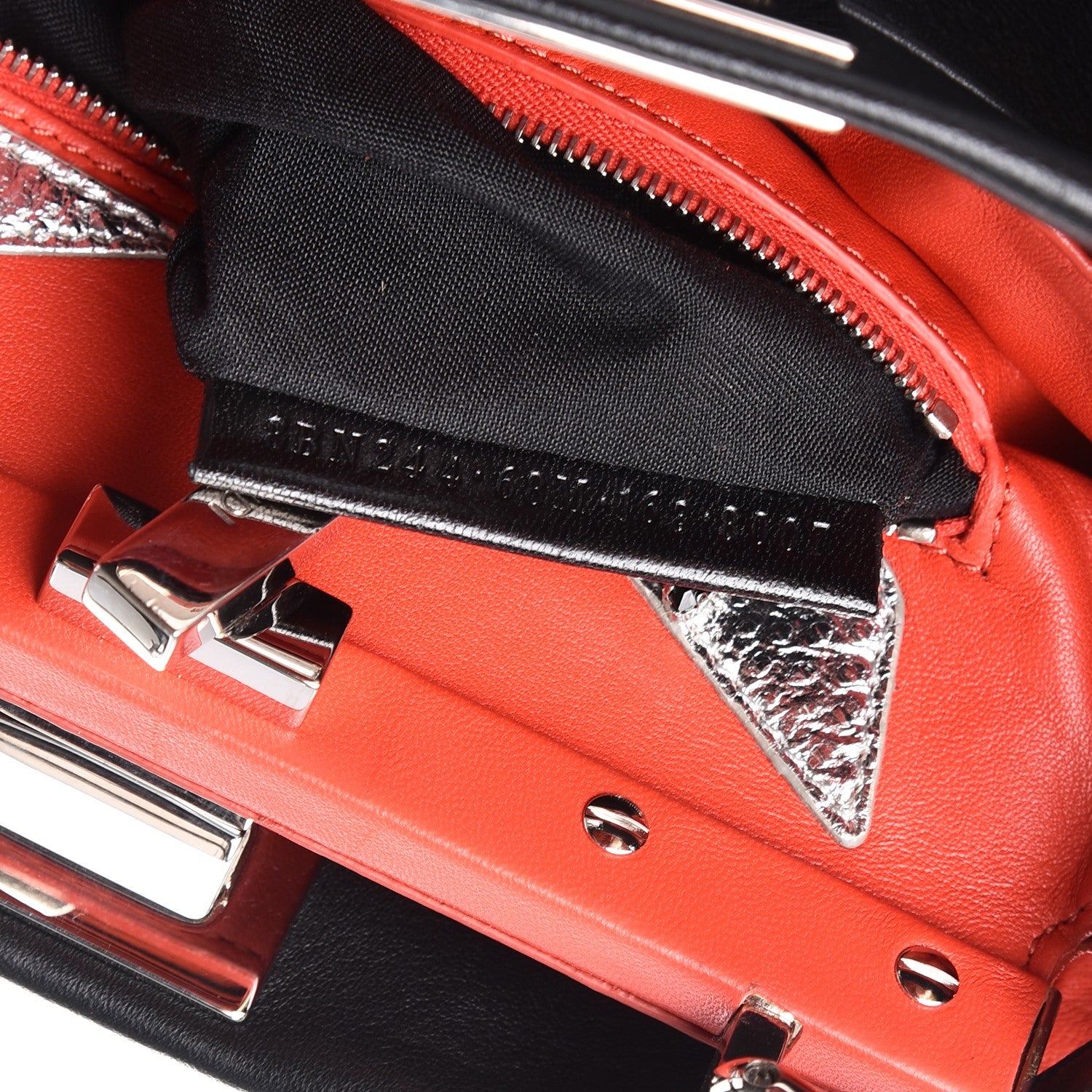 Fendi Nappa Karung Monster Eyes Mini Peekaboo Iconic Satchel Black Papavero 11 of 12