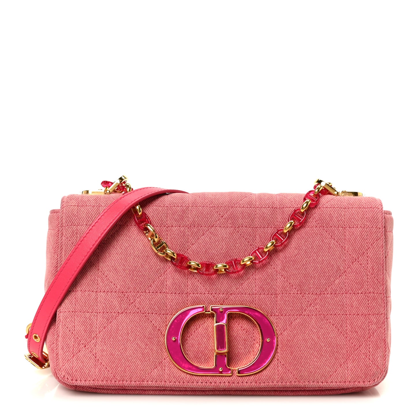 Denim Macrocannage Medium Caro Bag Fuchsia Multicolor