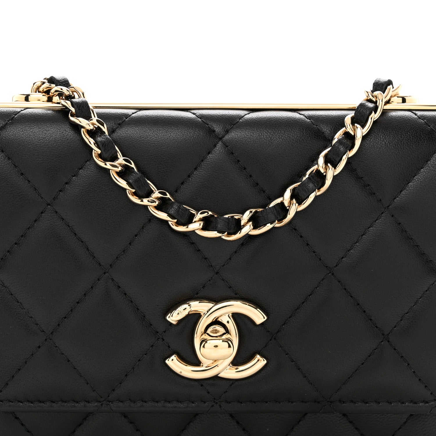 Chanel Lambskin Quilted Mini Trendy CC Wallet On Chain WOC Black 5 of 11