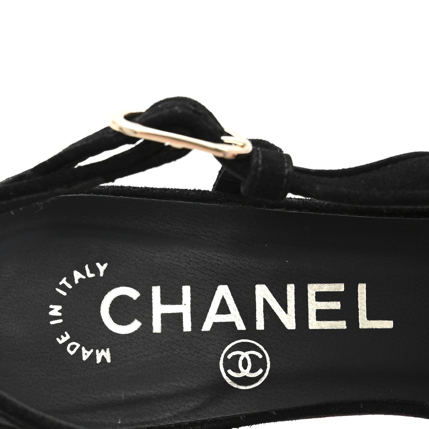 Chanel Suede Cap Toe CC Slingback Pumps 36 Black 8 of 12