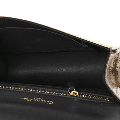 Christian Dior Metallic Patent Micro-Cannage Medium Diorama Flap Bag Gold 5 of 8