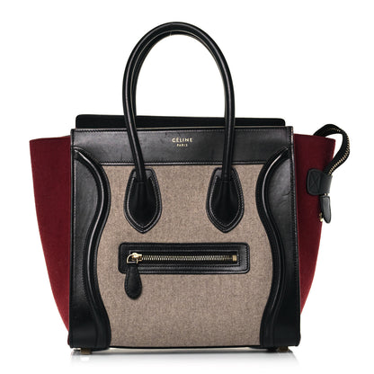 Celine Felt Smooth Calfskin Micro Tri-Color Luggage Brown Black 1 of 15